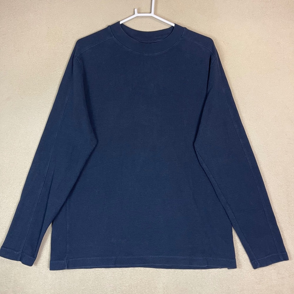 Scotch Soda Men's Navy Blue Waffle Knit Long Sleeve Crewneck Shirt XL